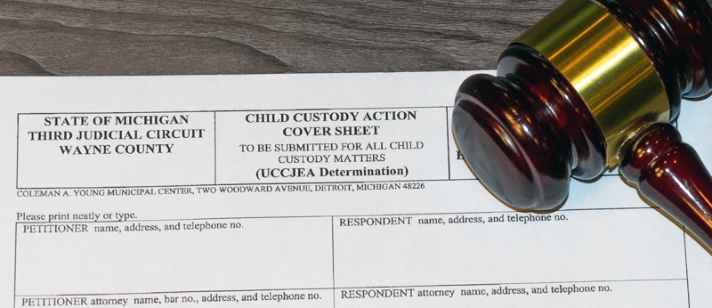 Legal forms titled Child Custody Action Cover Sheet from the State of Michigan Third Judicial Circuit in Wayne County
